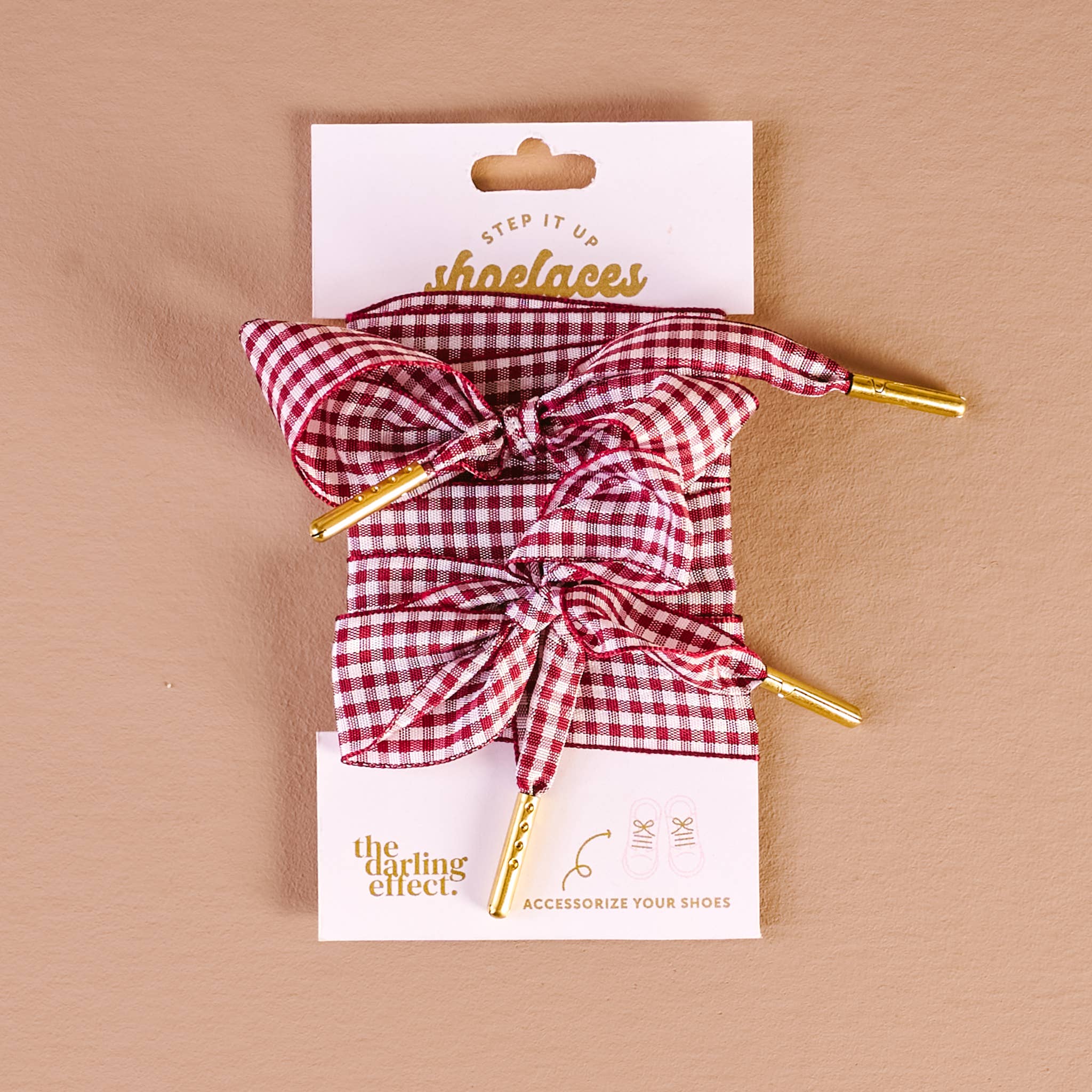 Step It Up Shoelaces-Gingham Burgundy The Darling Effect