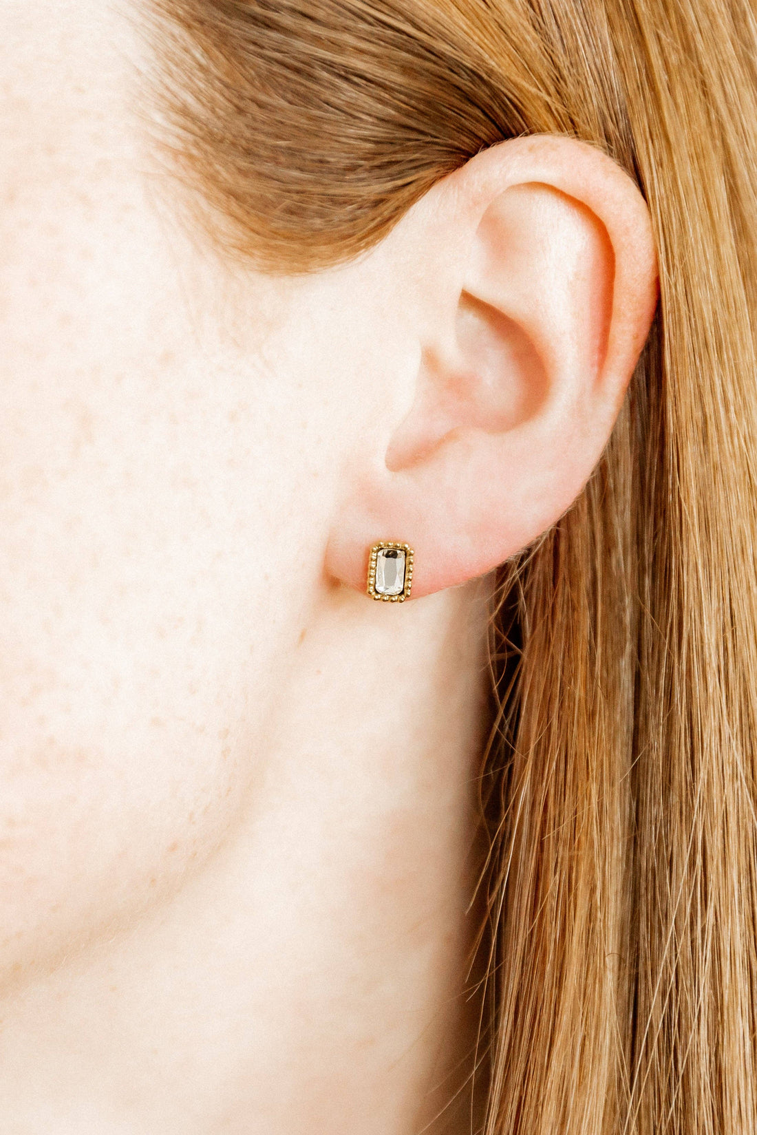 Madison Rectangular Stud Earrings-Gold