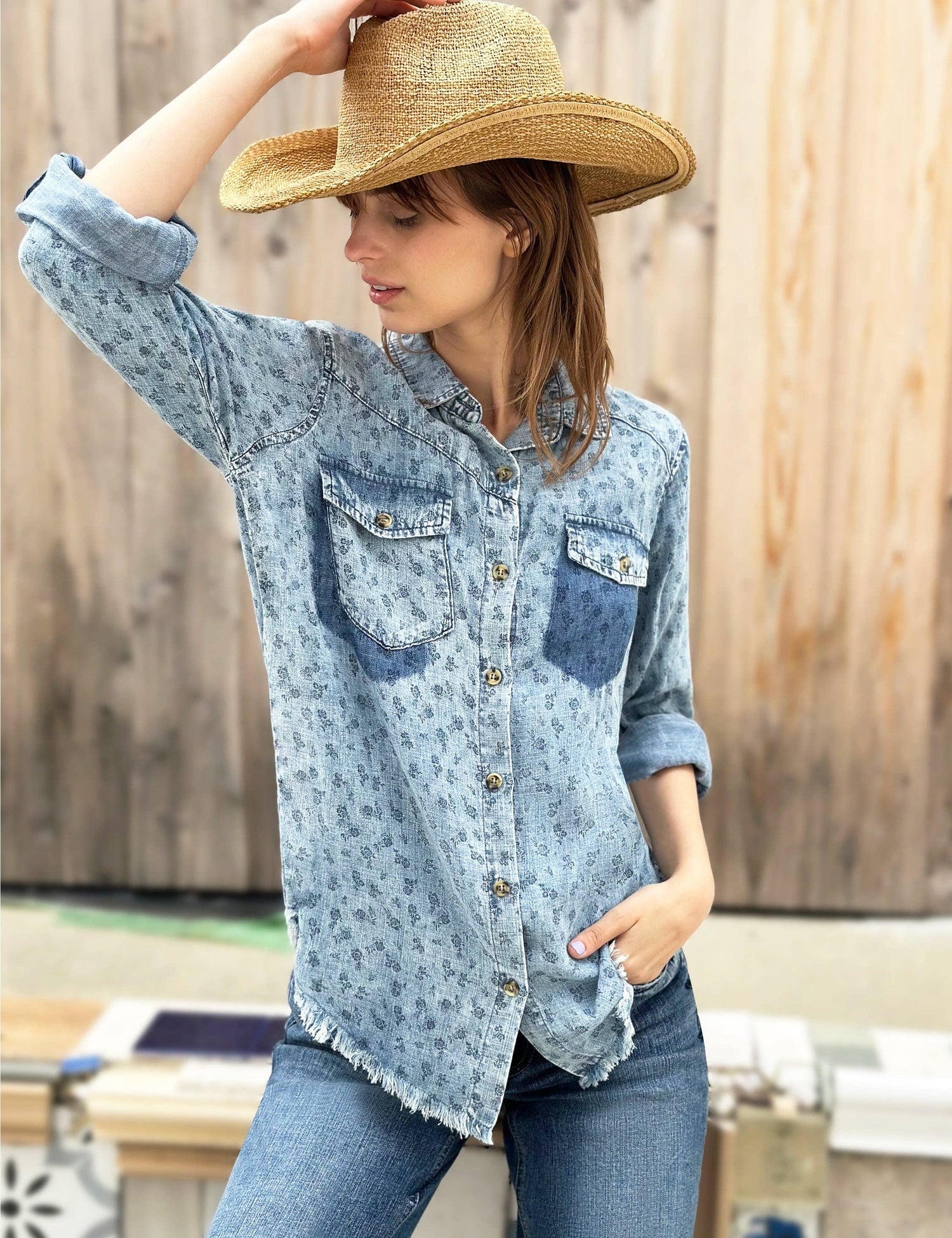 Denim Floral Shirt Billy T