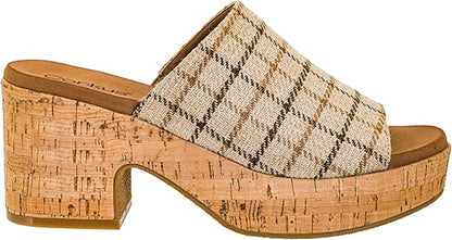 Totally Buggin Camel Plaid Wedges Corkys