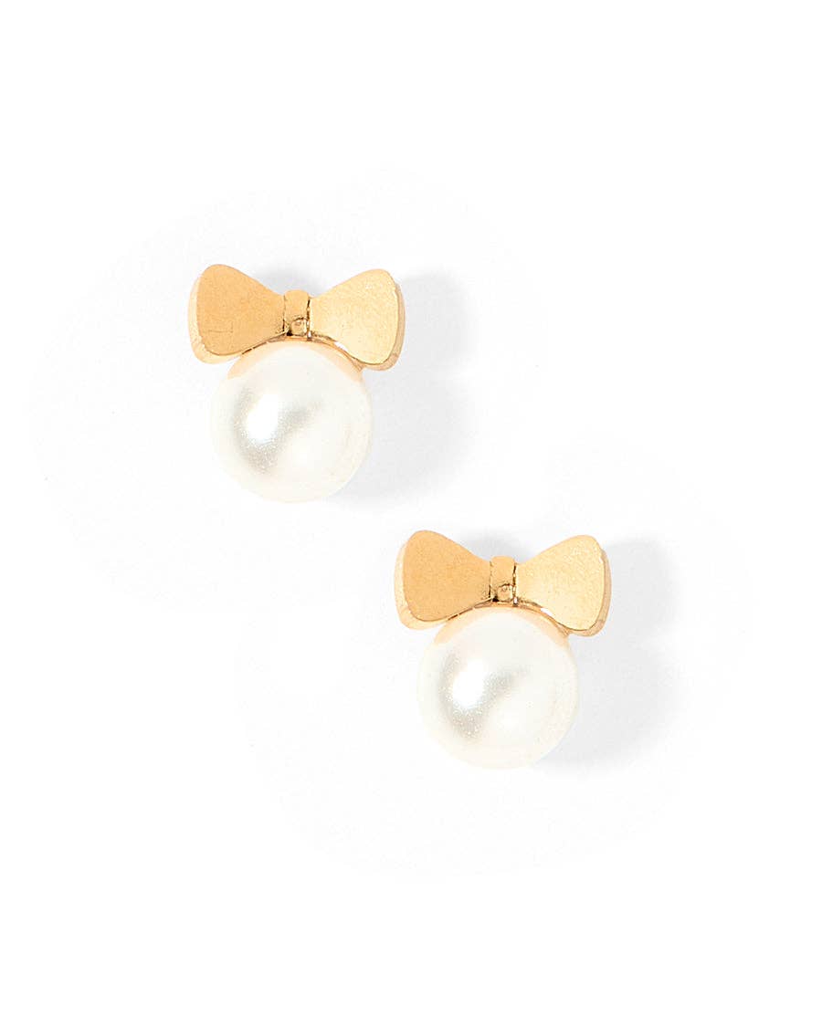 Heidi Pearl Bow Stud Earrings LINNY CO