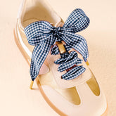 Navy gingham shoelaces 