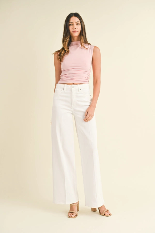 White palazzo wide leg Jean
