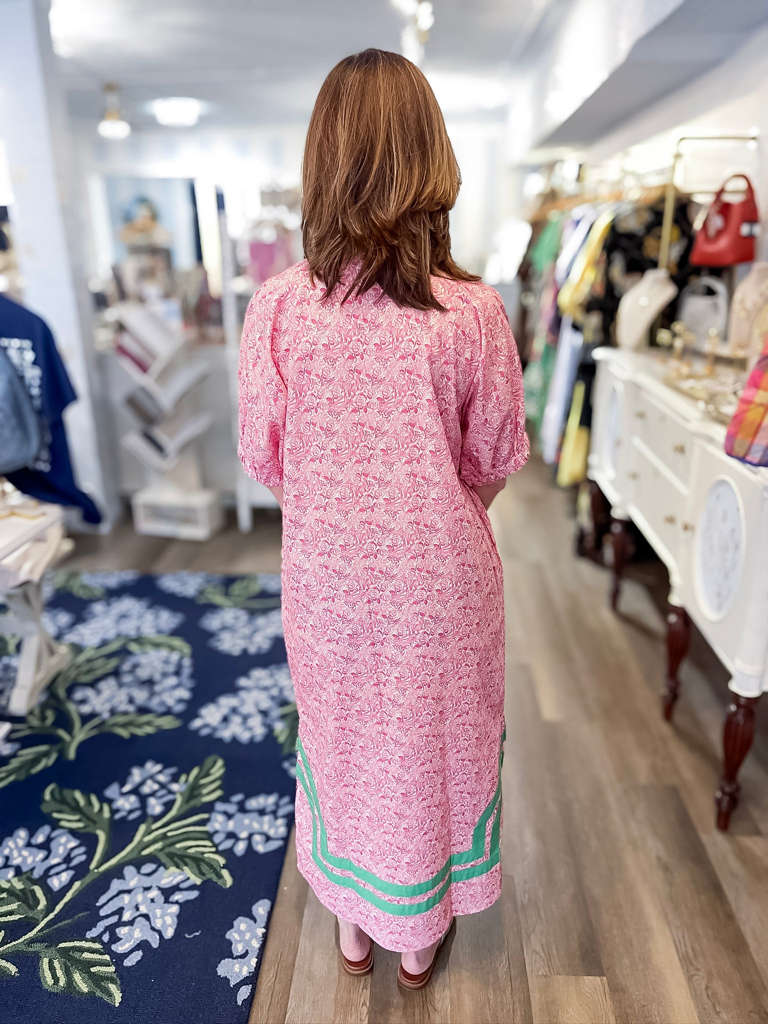 Palm Court Pink Midi Dress Entro