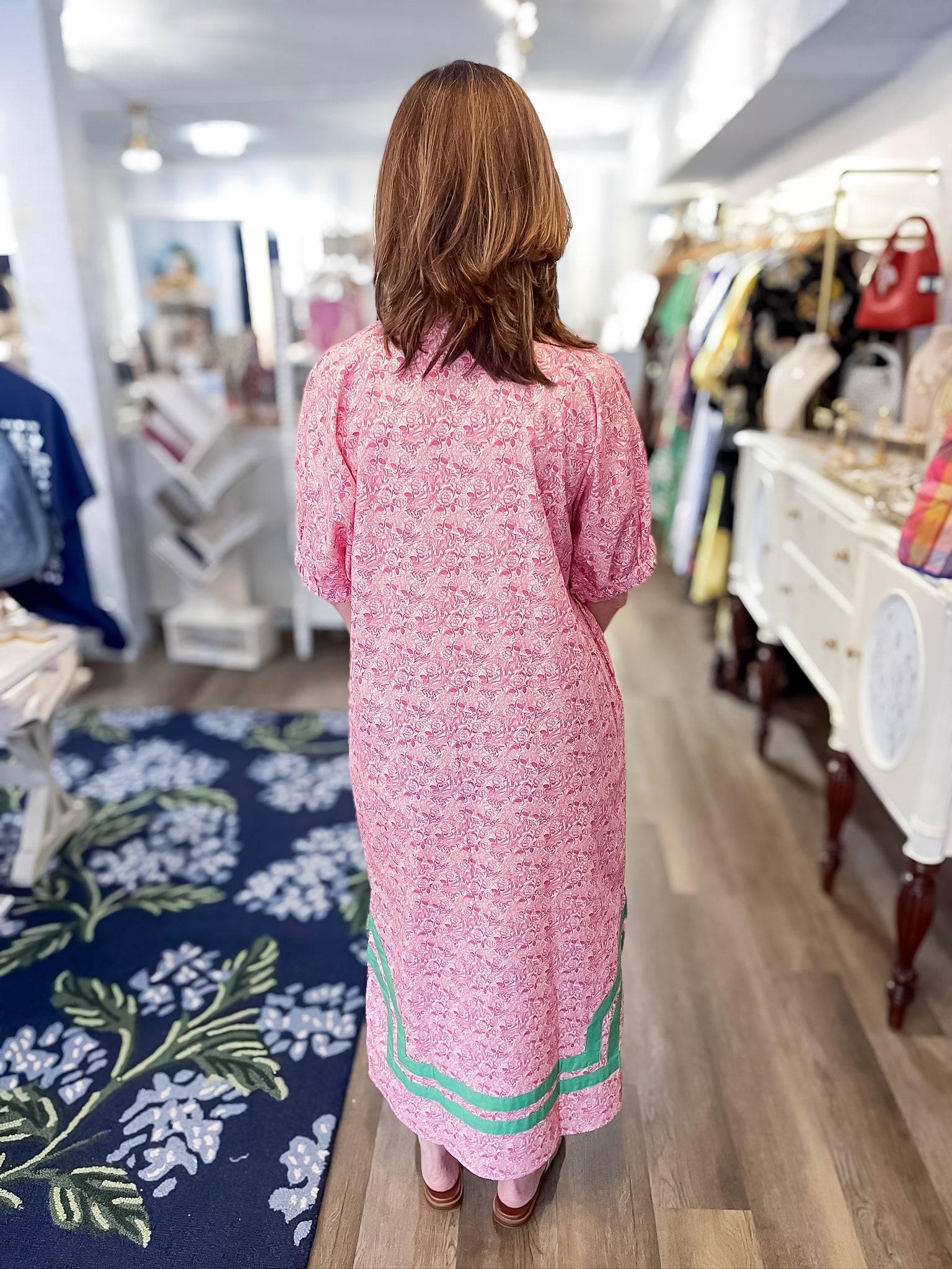 Palm Court Pink Midi Dress Entro