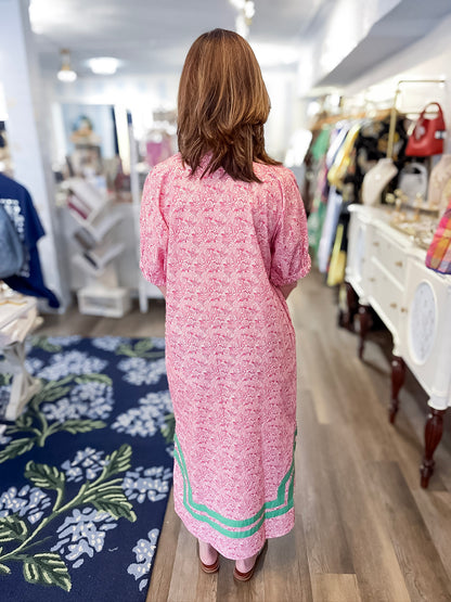 Palm Court Pink Midi Dress Entro