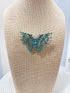 Vintage Teal Crystal Butterfly Brooch Terry K