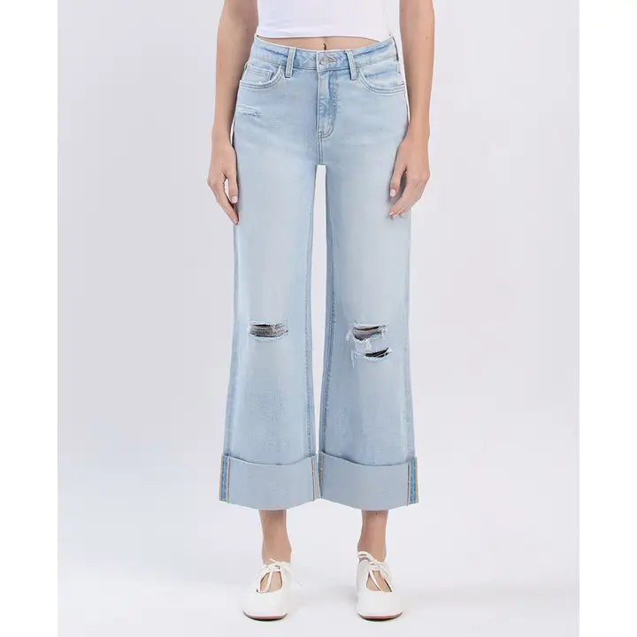 Cuffed &amp; Carefree Wide Leg Jeans