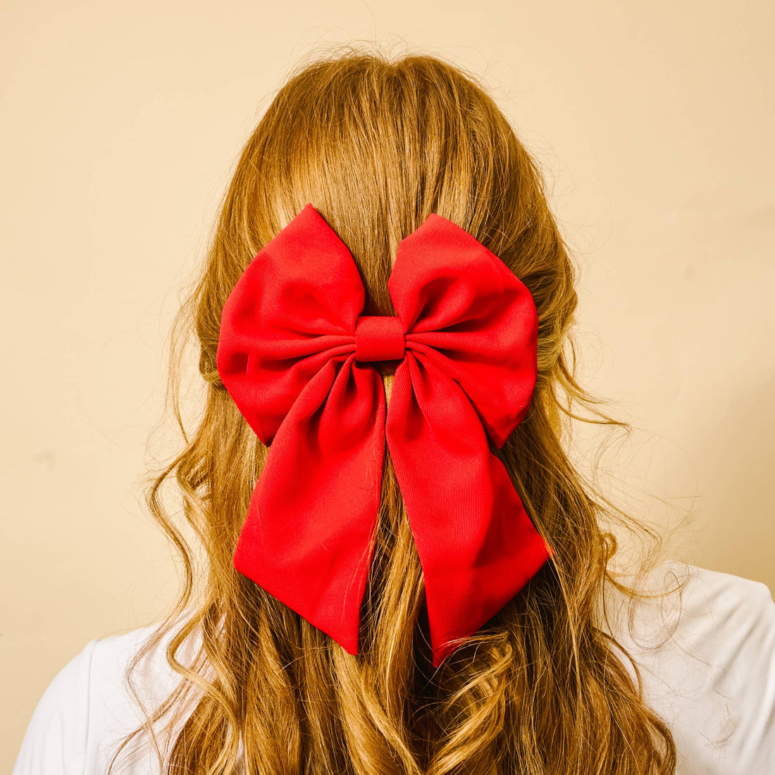 Red classic hair bow clip 