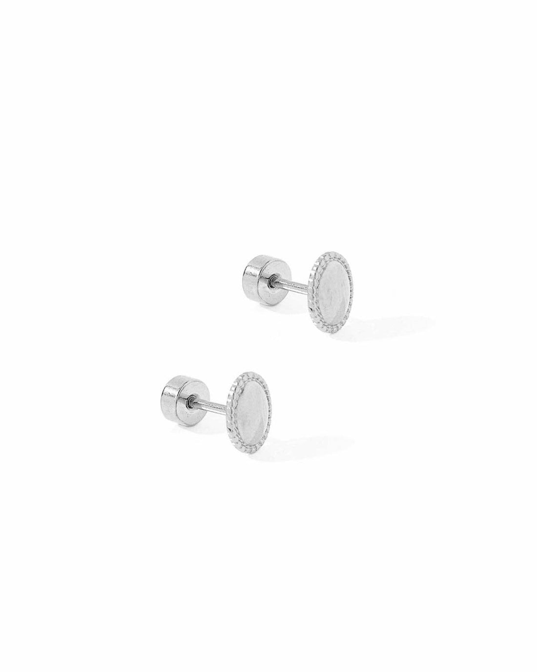 Oval silver stud earrings