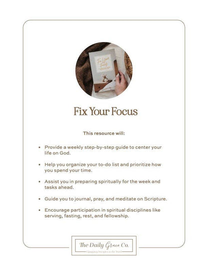 Fix Your Focus - A 52-Week Guide to Help You Put God First The Daily Grace Co