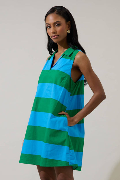 Lexya Collared Shift Mini Dress Valdy Stripe Sugarlips