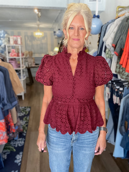 The Cecily Eyelet Top Entro