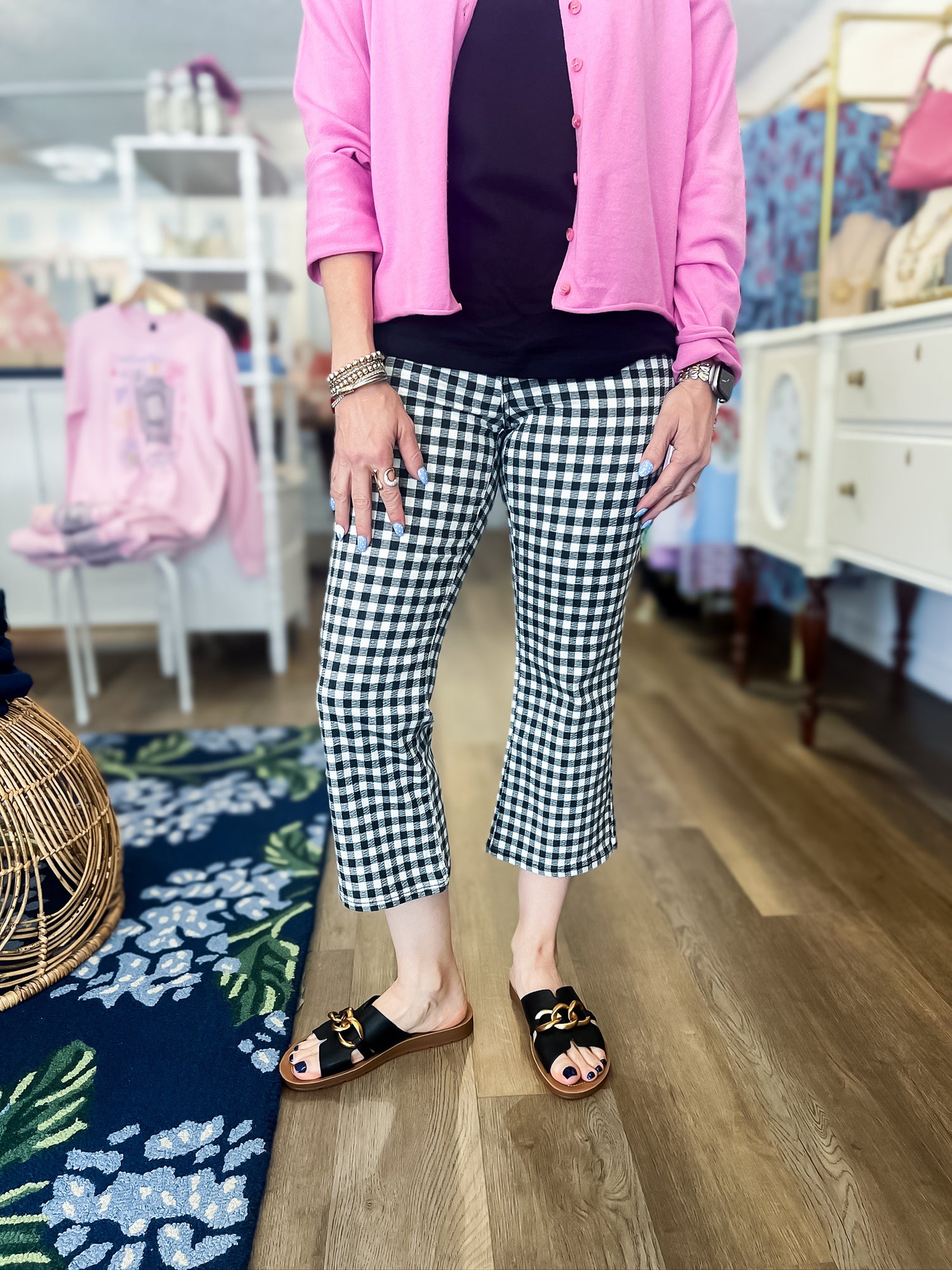 Gingham Chic Skinny Pant - Black Just Panmaco