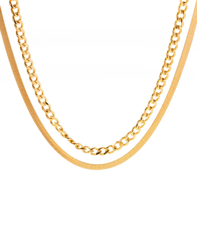 Chain plus herringbone necklace