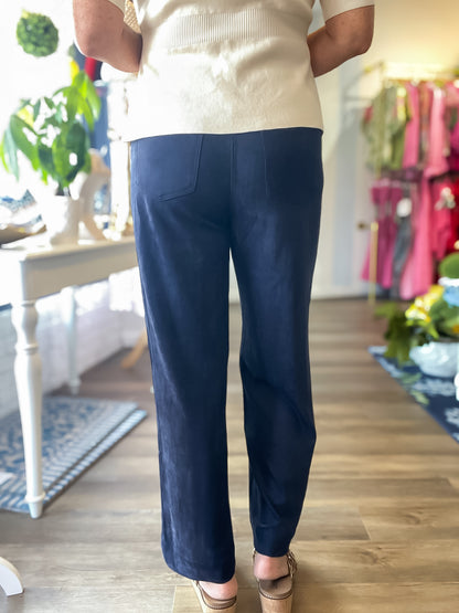 Aspen Faux Suede Pants - Navy Skies are Blue