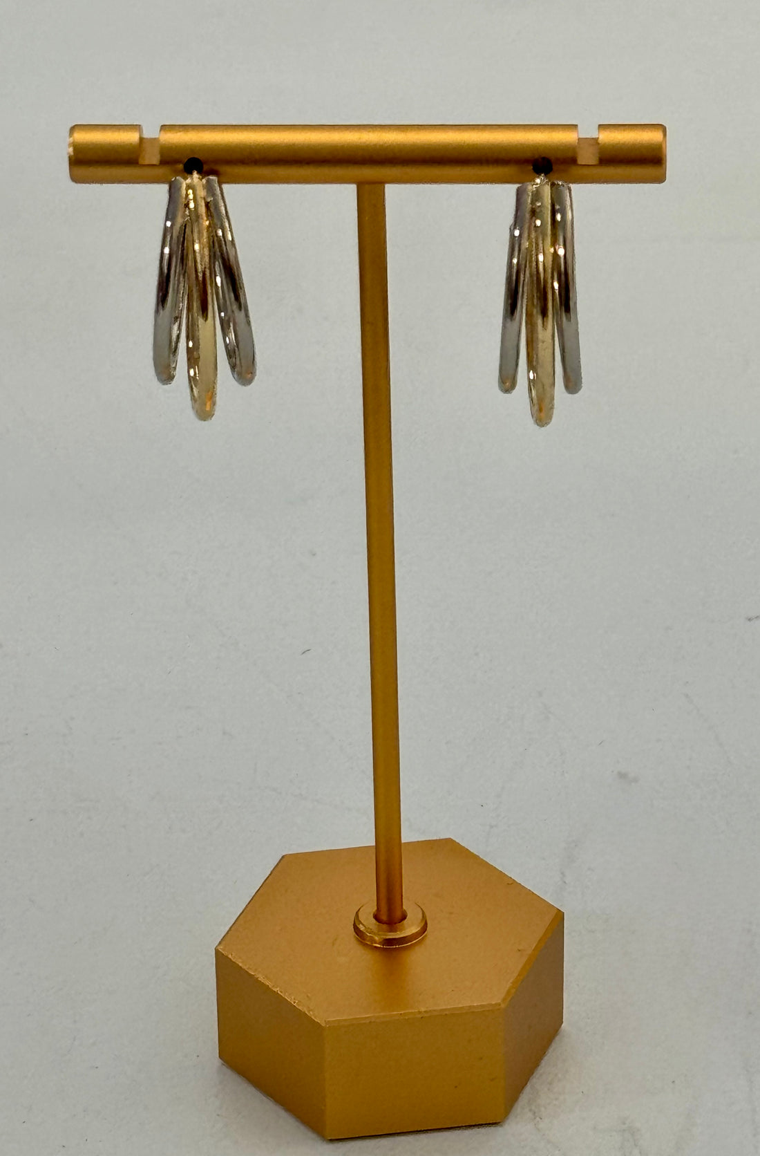 Two tone dangle hoop earrings 