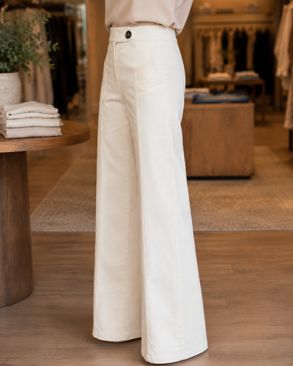 The Long Line Flare Pant - Ecru Fate