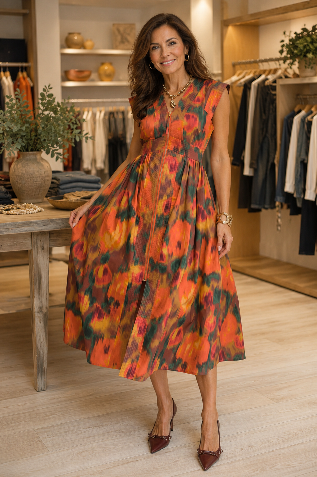 The Painted Harvest Midi Dress Entro