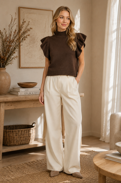 Espresso Elegance Sweater Top Entro