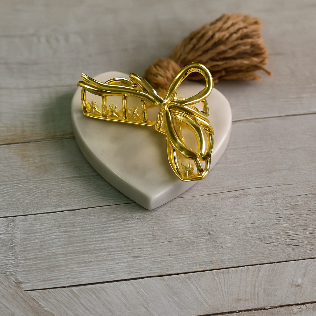 Gold bow claw clip