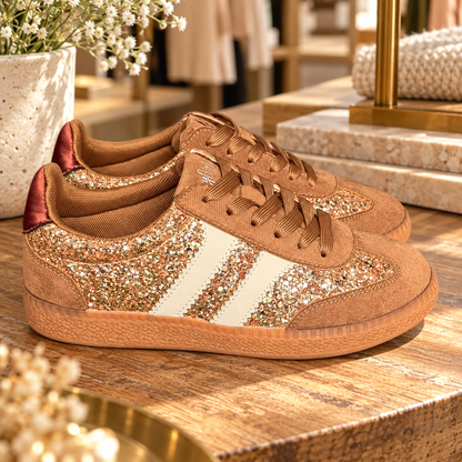 Heads Up Sneaker – Chestnut Glitter Corkys