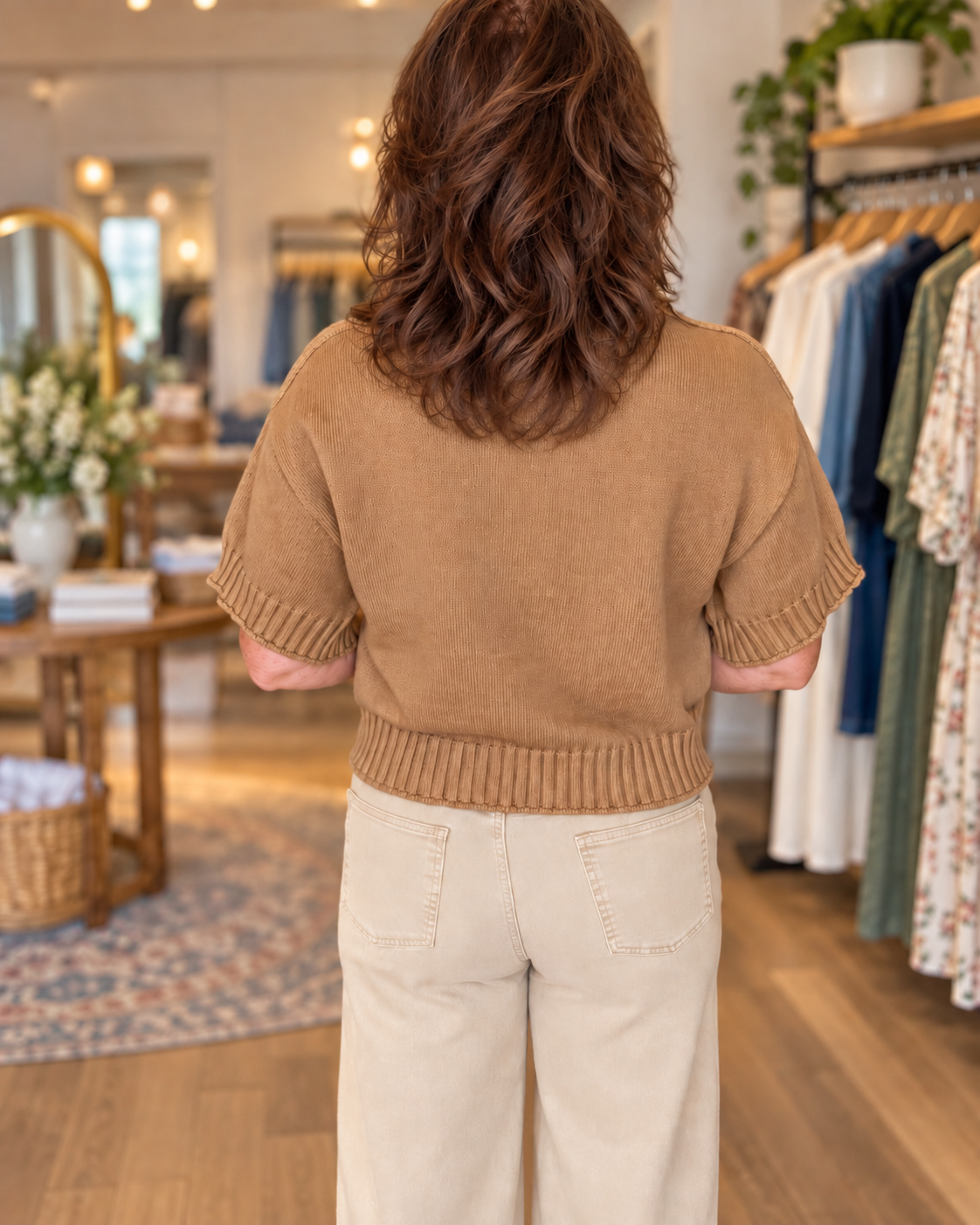 The Hallie Sweater Top - Camel Entro