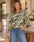 Wild Side Ruffle Top - Olive Entro