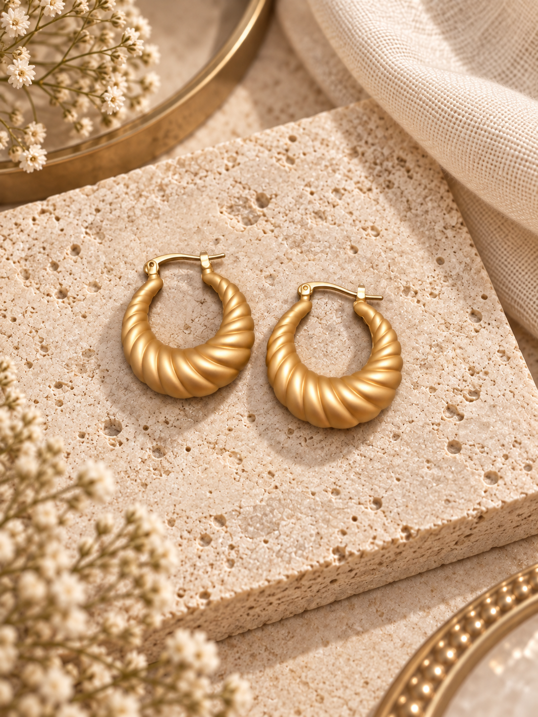 Soft Gold Twist Hoops Silver and Accessories