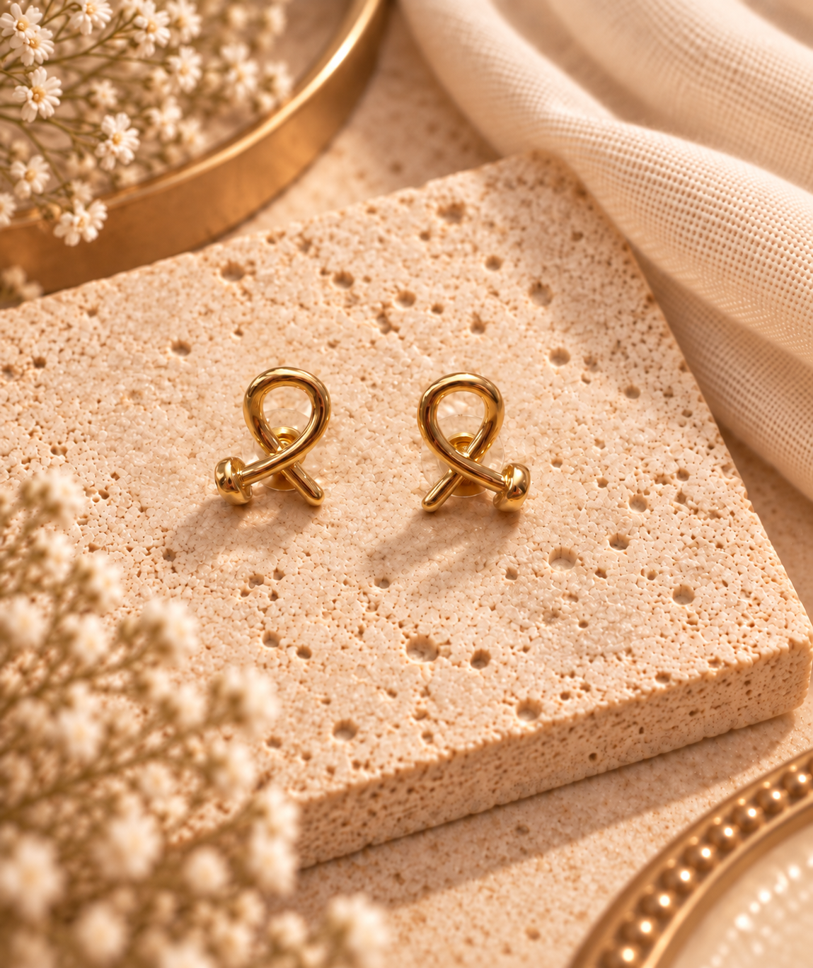 Golden Knot Studs Silver and Accessories