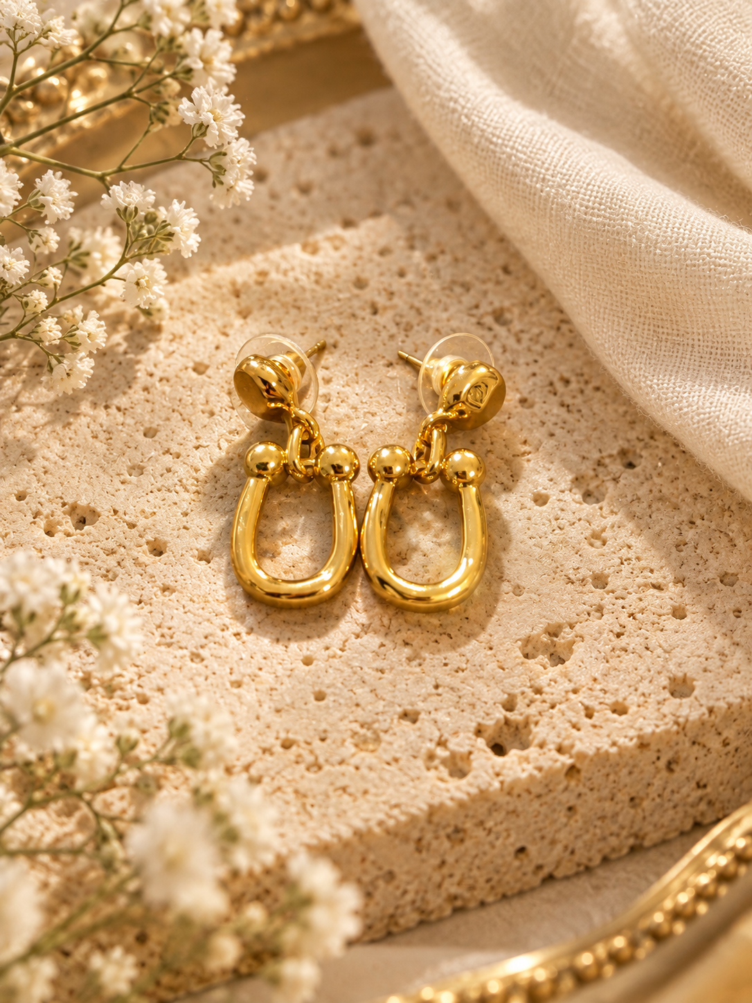 Golden Link Drop Earrings Silver and Accessories