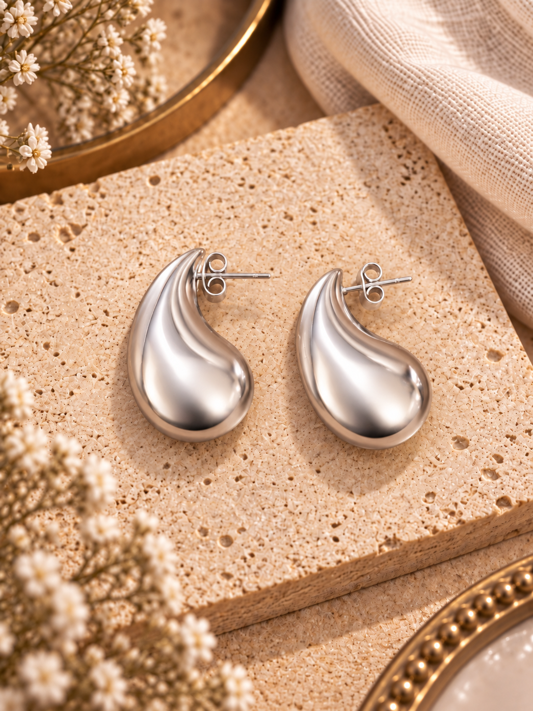 Teardrop Statement Earrings Silver and Accessories