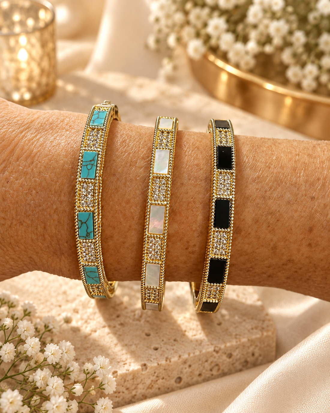 Reversible Pavé Inlay Bangle Silver and Accessories