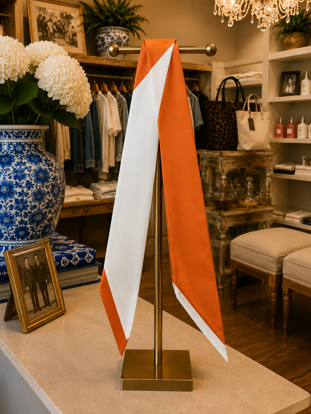 The Victory Twilly — Burnt Orange &amp; White Camel Threads