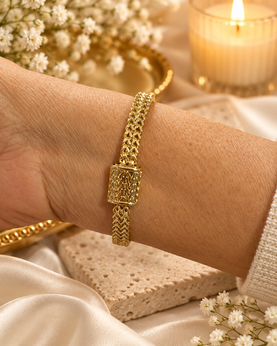 Golden Grace Woven Bracelet Silver and Accessories