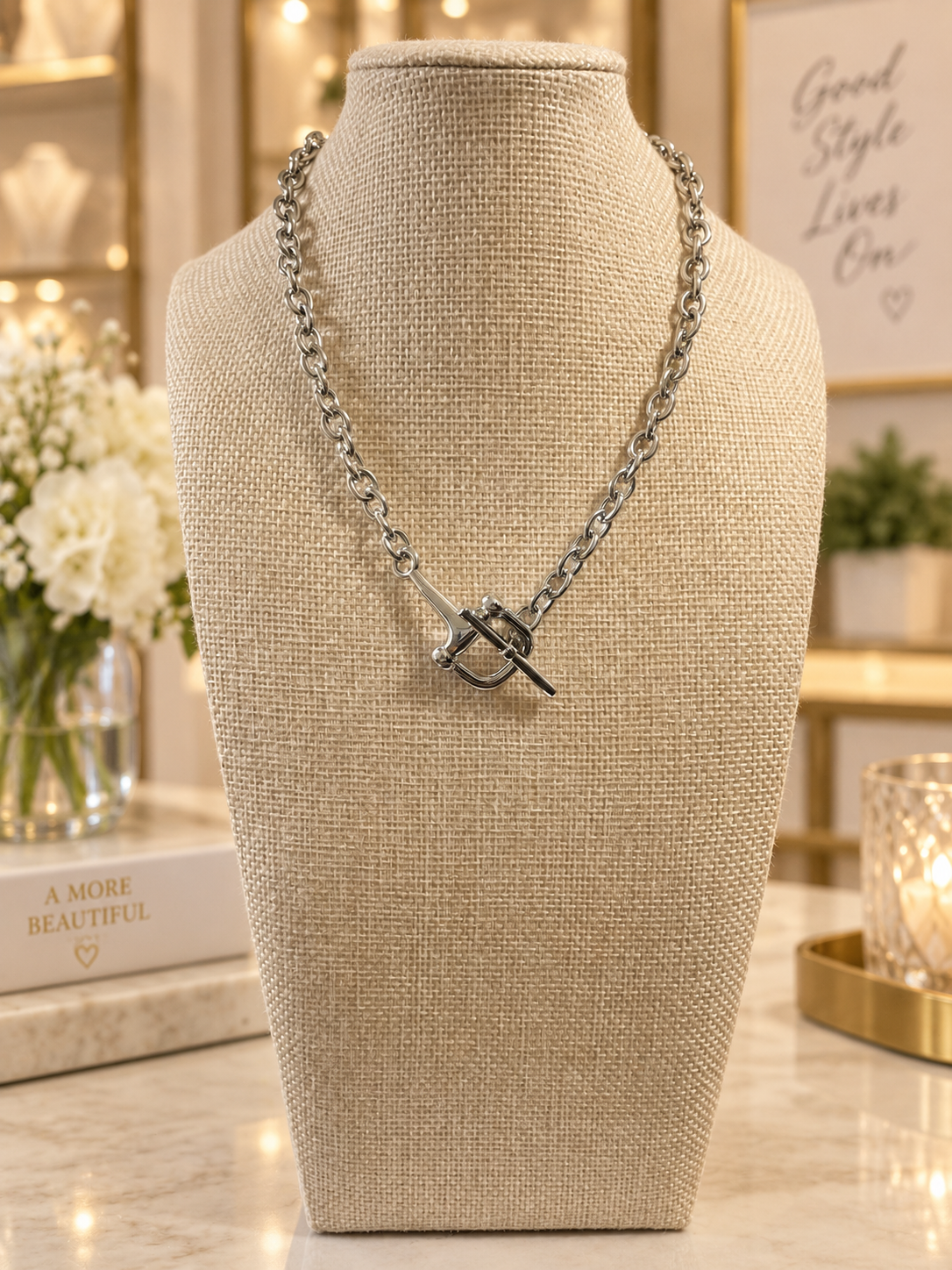 Silver Equestrian Toggle Necklace Silver and Accessories