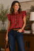 The Merrilee Plaid Top -Red Tartan Entro