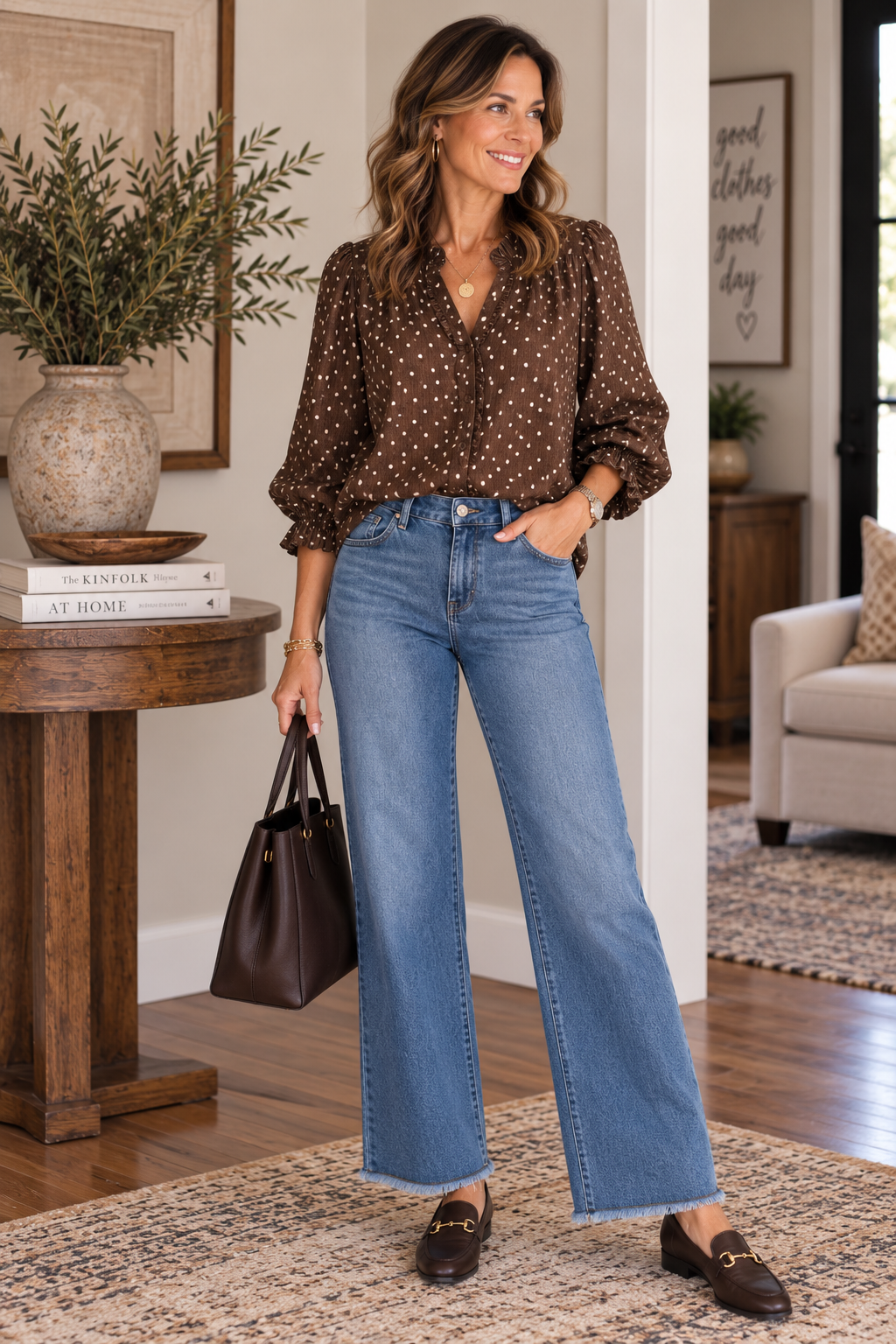 The Lennox Wide Leg Jeans – Medium Wash Heart Of Pine