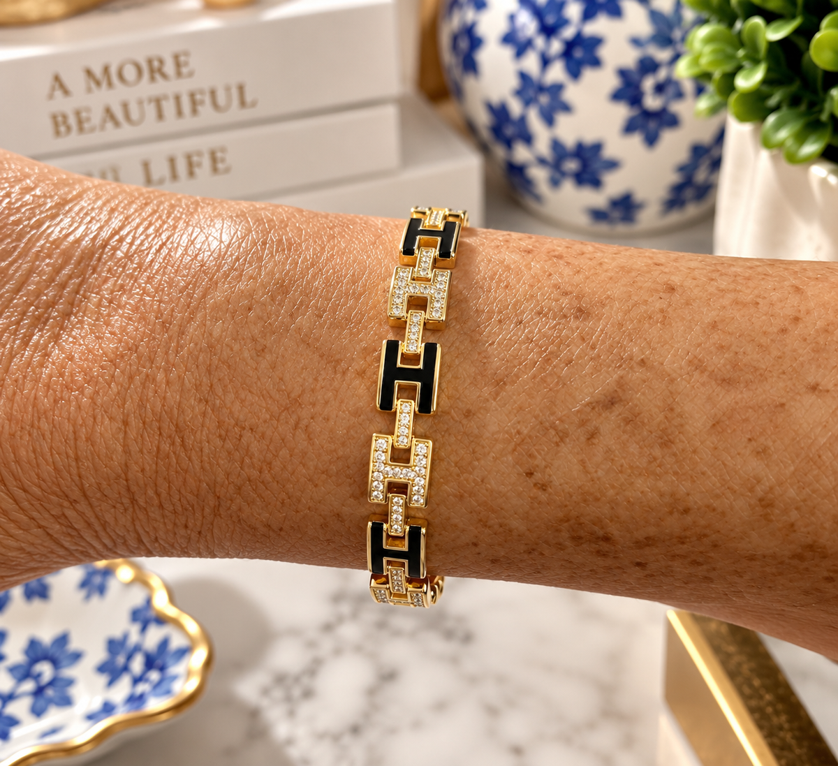 Black &amp; Pavé H-Link Bracelet Silver and Accessories