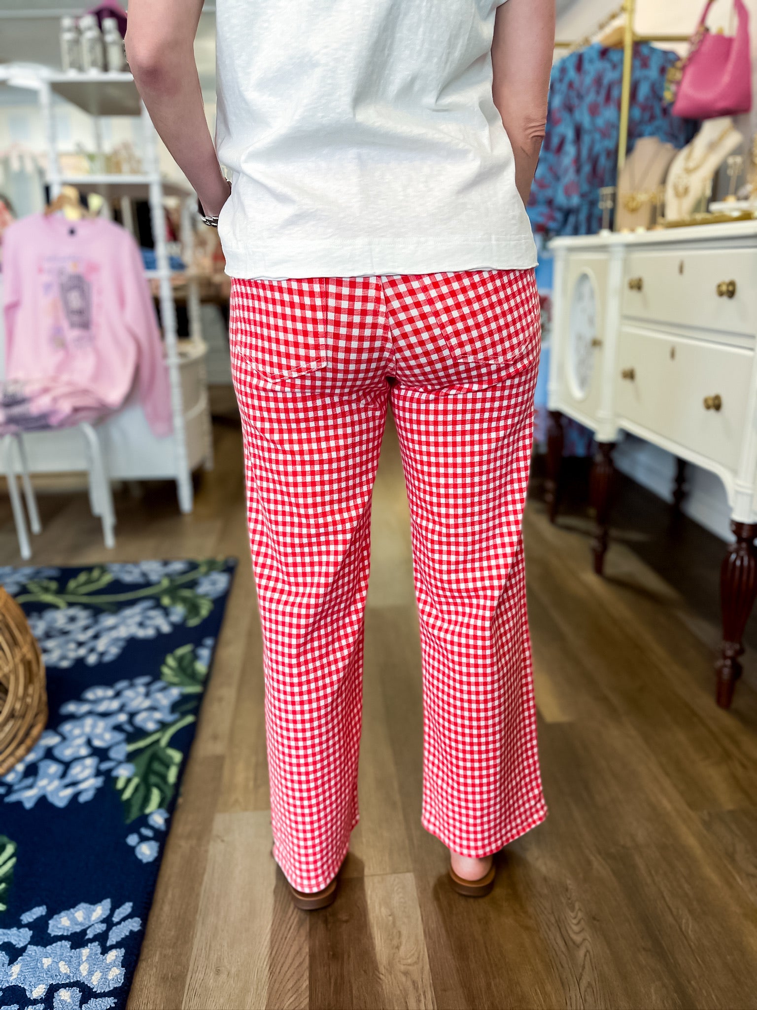 Gingham Chic Straight Pant - Red Just Panmaco
