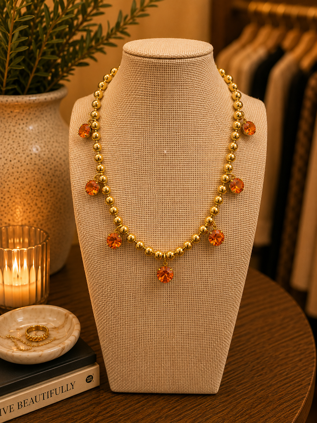 Crystal Drop Necklace By Yochi Yochi NY