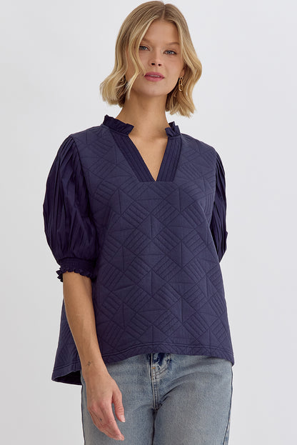 Corrine Quilted Half Sleeve Top