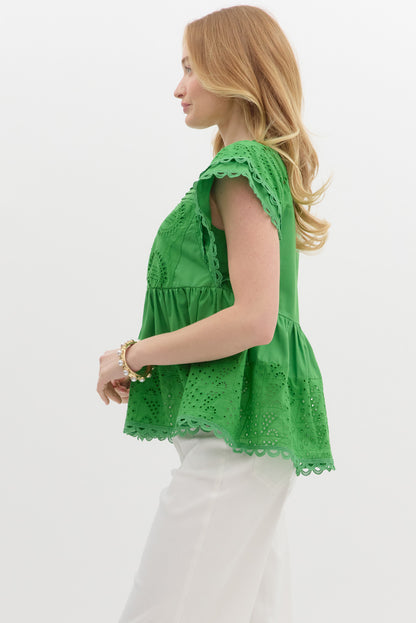 Breezy Elegance Eyelet Babydoll Top