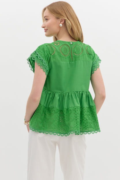 Breezy Elegance Eyelet Babydoll Top