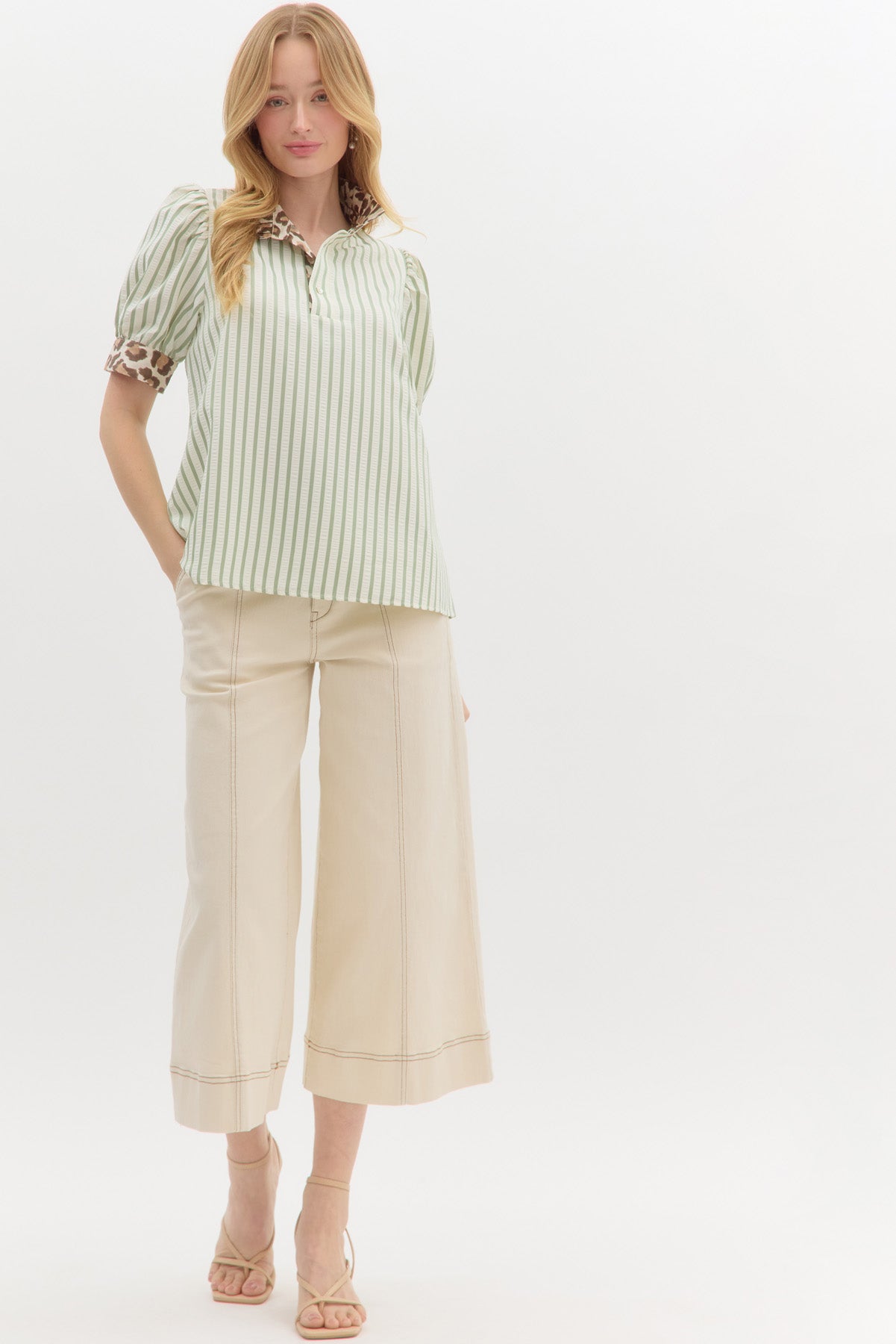 Bold Fusion Ruffle Collar Top