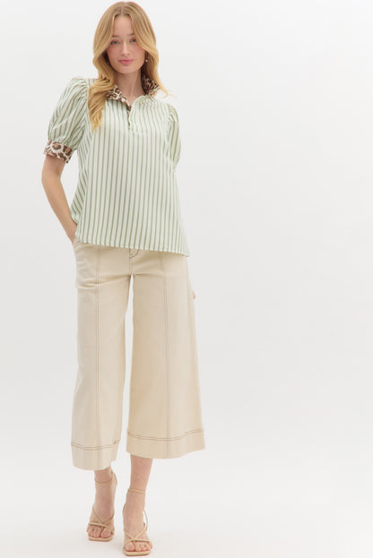 Bold Fusion Ruffle Collar Top
