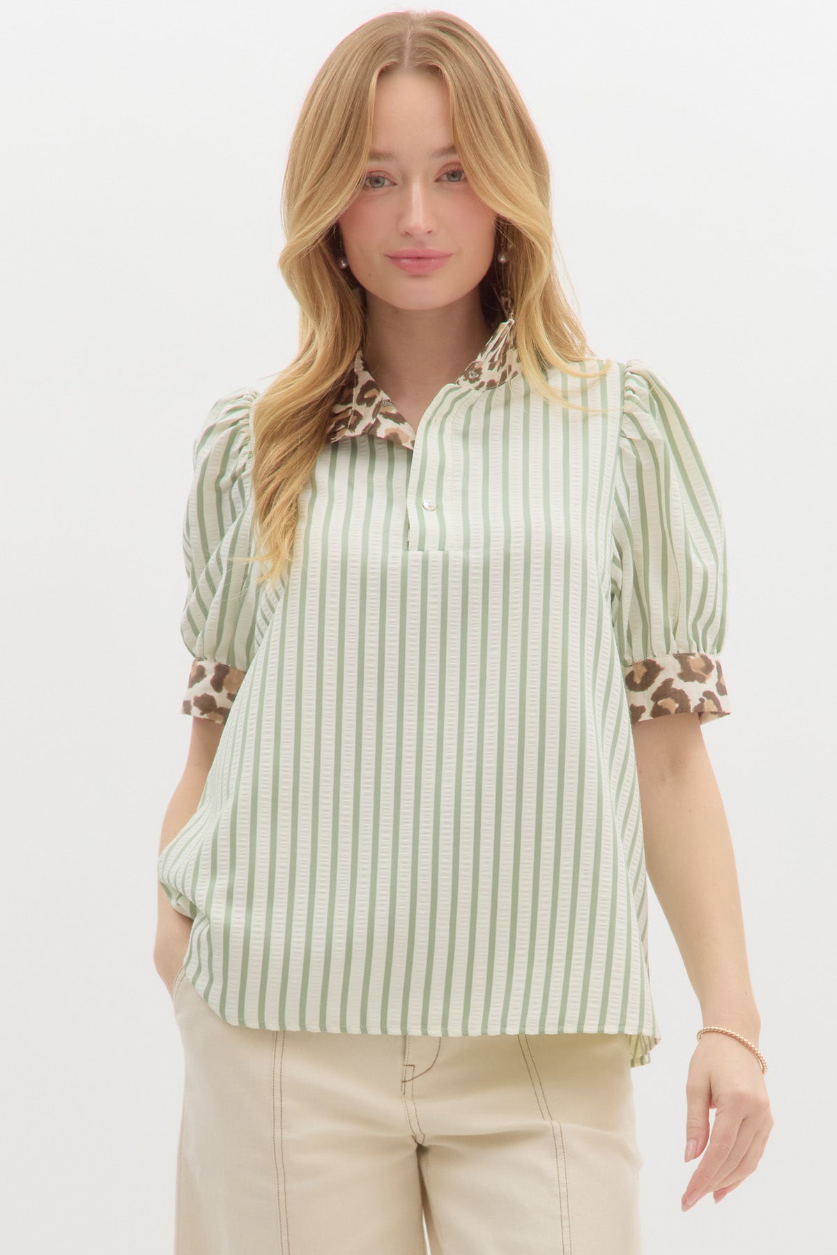 Bold Fusion Ruffle Collar Top