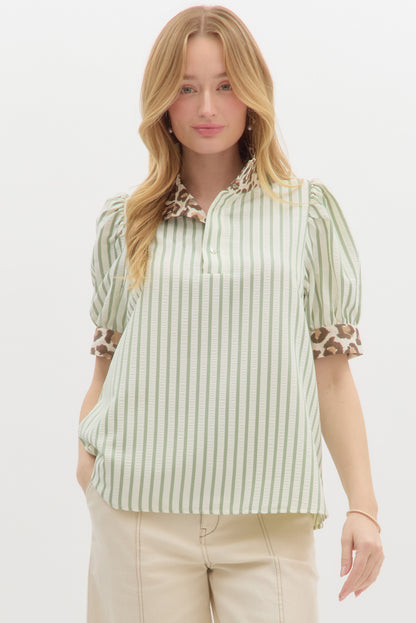 Bold Fusion Ruffle Collar Top