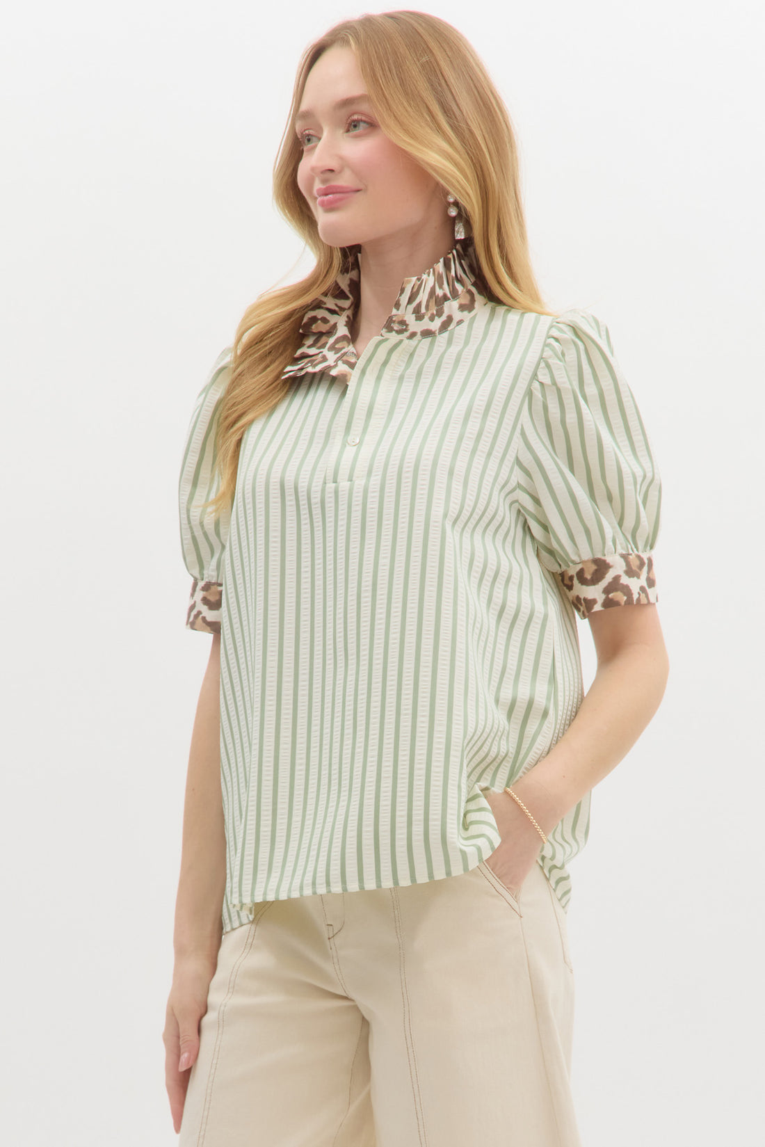 Bold Fusion Ruffle Collar Top