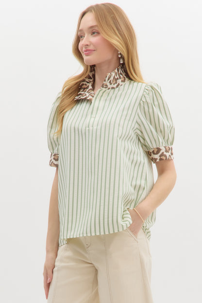 Bold Fusion Ruffle Collar Top